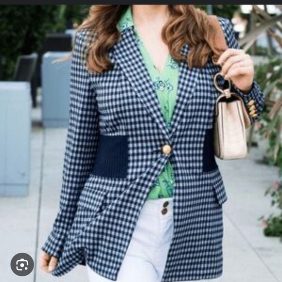 CAbi Navy and White Checkered Blazer - Picture 3 of 3